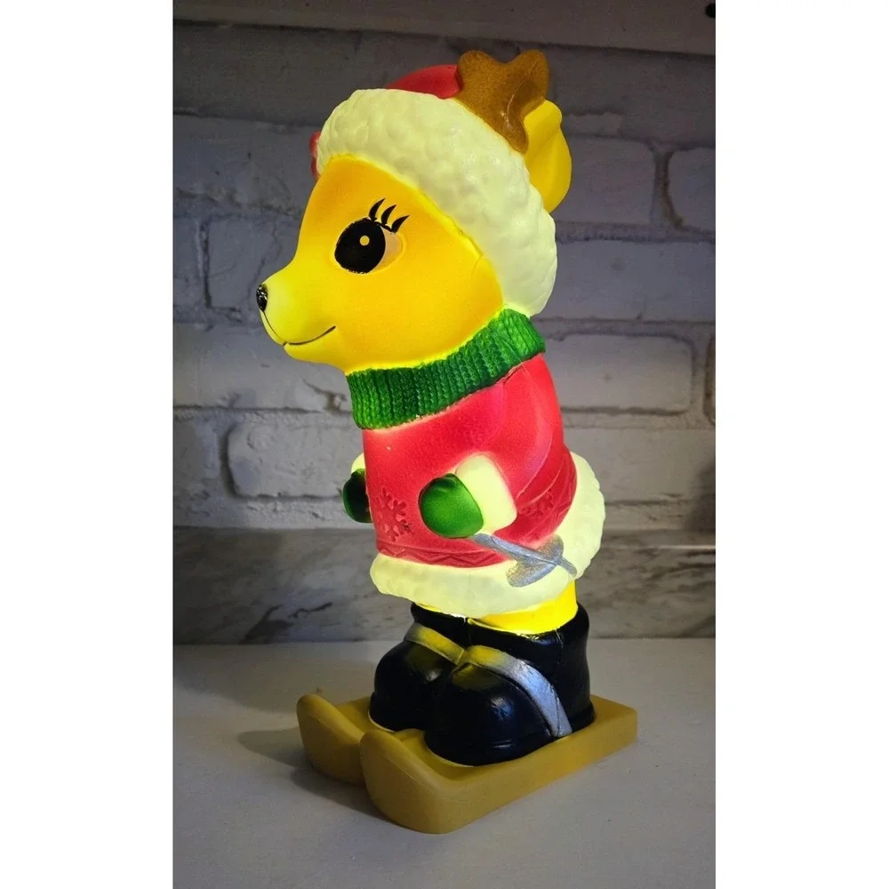 Skiing Reindeer Blow Mold Christmas Winter Holiday Light Up Glowing Tabletop 11